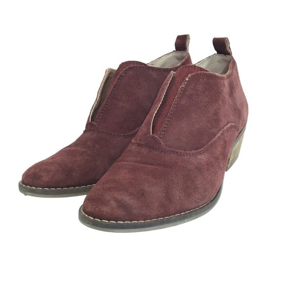 Lucky Brand Ankle Western Bootie Block Heel Slip On Suede Women 7.5 M Kimberly - Picture 1 of 14